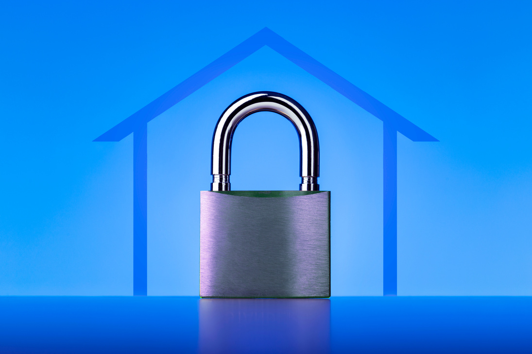 Protect Your House. Home Security And Protection Concept With Lock.